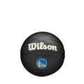 Produktbild: Wilson NBA Team Tribute Mini Basketball, Präzisionskanäle, Dynamischer Grip mit verbesserter Luftstabilität, NBA-zugelassen, Team: Golden State Warriors, Farbe: Schwarz, Größe: 3