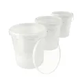 Produktbild: 3X Eimer mit Deckel 16 Liter Transparent - lebensmittelecht luftdicht und stabil, Leer Eimer mit Griff und Verschluss Deckel für Lebensmittel Chemie Wand Farbe Waschpulver Klebstoffe geeignet