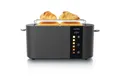 Produktbild: Arendo Toaster Edelstahl, Langschlitz, Touch Display, Restzeit & Bräunungsgradanzeige, 2 lange Schlitze, für 4 Scheiben, 1500 W, Brötchenaufsatz, Wärmeisoliert, Toast-Symbole für Bräunungsgradauswahl