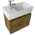Produktbild: Alpenberger Waschbecken mit Unterschrank | Keramik Waschtisch Waschbeckenunterschrank mit SoftClose | Badmöbel Set Gäste-WC | Vormontierter Badschrank