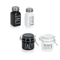 Produktbild: Salz- / Pfefferstreuer ZELLER PRESENT, schwarz-weiß (schwarz, weiß), B:4,1cm H:9,2cm Ø:4,1cm, Gewürzstreuer, Glas / Metall, je 2 Gewürzgläser, Gewürzstreuer