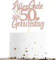 Produktbild: 50. Geburtstag Kuchen Topper Rose Gold Glitzer Doppelseitig