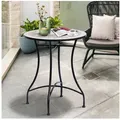 Produktbild: Outsunny Beistelltisch Gartentisch wetterfest aus Metall, Esstisch Outdoor (Mosaiktisch, 1-St., Balkontisch), Stahl + Keramik Orange + Weiß Ø60 x 71 cm orange|schwarz