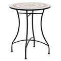 Produktbild: Outsunny Gartentisch Mosaiktisch Balkontisch Beistelltisch Seviertisch rund Stahl + Keramik Orange + Weiß Ø60 x H71 cm