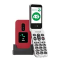 Produktbild: DORO Telefon – Doro Leva E30 – 4G Klapphandy für Senioren – 2,8 Zoll Display, externes Display, kontrastreiche Tasten, klarer Klang, Kamera – Doro Secure-Taste – Inklusive Ladestation – Rot/Weiß