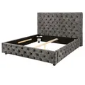Produktbild: riess-ambiente.de Elegantes Doppelbett Paris 180x200cm grau Olive Samt Chesterfield Design Bett Luxusbett Polsterbett