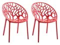 Produktbild: CLP 2er Set Gartenstühle Hope Kunststoff I Stapelstühle wetterfest und UV-beständig I Outdoorstühle pflegeleicht I Sessel für draußen, Farbe:rot