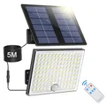 Produktbild: Solarlampen für Außen mit Fernbedienung,Außenlampe mit bewegungsmelder,IP65 Wasserdichte Solarleuchte mit 5m Kabel für Garage, Garten, Hof, Stufen, Haustüren, Rasen
