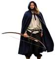 Produktbild: Leonardo Carbone® Unisex Mittelalter Wollumhang mit Langer Kapuze Hervir - Mittelalter Kleidung Damen & Herren, Cape Männer, Hobbit Kostüm, LARP-Kleidung, Wikinger, Cosplay, Halloween Blau