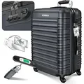 Produktbild: KESSER Hartschalen-Trolley Reisekoffer 120L Koffer Inkl. Kofferwaage + Gepäckanhänger, 4 Rollen, Rollkoffer ABS-Hartschale mit 4 Rollen, Zahlenschloss & Teleskopgriff grau 50 cm x 75 cm x 32 cm