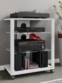 Produktbild: VCM Hifi Holz Möbel | Rack Schrank Phono Regal mit Rollen | 2 Glasböden | Maße: H. 70 x B. 60 x T. 41 cm  | Phono Mediaregal - Folas