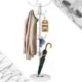 Produktbild: Kleiderständer Marmorsockel Metall 14 Haken 360° Drehbar Stabil Modern 37x37x175cm Flur Büro Garderobenständer Kleiderstange Jackenständer Weiß - Casaria