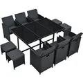 Produktbild: Juskys Polyrattan Essgruppe Baracoa XL 11 Teilig Schwarz