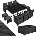 Produktbild: Polyrattan Sitzgruppe Baracoa Xl 11-teilig – Gartenmöbel Set Mit 6 X Stühle, 4 Hocker & Tisch Für Garten & Terrasse – Wetterfest & Stapelbar - Juskys