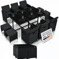 Produktbild: Juskys Polyrattan Sitzgruppe Baracoa XL 11-teilig wetterfest & stapelbar - 6 Stühle, 4 Hocker, Tisch mit Glasplatte & Kissen - 10 Personen - Gartenmöbel Set für Garten & Terrasse