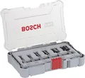 Produktbild: Bosch 6x PRO Router Bit Straight Set, 6 pcs (für Weichholz, Hartholz, Ø 6, 8, 10, 12, 16, 20 mm, Professional Zubehör Handfräse, Kantenfräse)