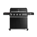 Produktbild: BURNHARD® Gasgrill 6-Brenner, 3,5 kW Edelstahl-Stabbrenner, Infrarot-Keramikbrenner, Heckbrenner, Seitenkochfeld, Gussrost, große Grillfläche, Piezo-Zündung – Fat FRED Deluxe