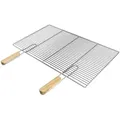 Produktbild: ECD Germany Grillrost Grill aus Edelstahl mit abnehmbaren Griffen robust & rostfrei für BBQ, Grillplatte 67x40cm Rechteckig mit Handgriffen witterungsbeständig silberfarben Rechteckig | 40 cm x 67 cm