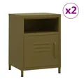 Produktbild: vidaXL Nachttisch, Nachttische 2 Stk. Olivgrün 35x35x51 cm Stahl