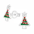 Produktbild: Festliche Weihnachtsbaum Ohrringe Kinder 925 Silber Kristall Xmas Weichnachten