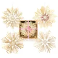 Produktbild: com-four® 4X Strohsterne im Mix-Set - Stroh-Anhänger für den Weihnachtsbaum - natürlicher Christbaum-Behang - Weihnachtsdekoration - 18 cm
