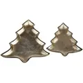 Produktbild: Dekotablett 2er Set Weihnachtsbaum DURIAN Metall Gold