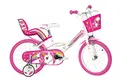 Produktbild: Dino Bikes Einhorn Kinderfahrrad Unicorn Mädchenfahrrad – 16 Zoll | Original | Kinderrad mit Stützrädern, Puppensitz und Fahrradkorb - Das Einhorn Fahrrad als Geschenk für Mädchen