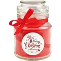 Produktbild: HS Candle Duftkerze & Glas Weihnachten Rot Bonbon 30h