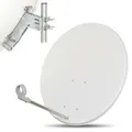 Produktbild: LogiSat 80 cm Satelliten SAT Spiegel Schüssel Antenne HDTV HD UHD 4K hell grau