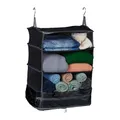 Produktbild: Relaxdays Gepäck Organizer zum Hängen, HBT 55x44x30 cm, Kofferorganizer faltbar, 4 Fächer, tragbarer Packwürfel, schwarz