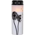 Produktbild: MARELIDA LED Grablicht Grabkerze Pusteblume Friedhof Trauer Gedenklich 7x21cm warmweiße LED mit Timer weiß/schwarz (Höhe, 21)