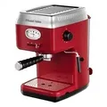 Produktbild: Russell Hobbs Siebträger Retro Espressomaschine Rot + 2 Tasseinsätzen + Wassertank+ Milchschaumdüse