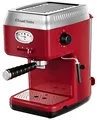 Produktbild: Russell Hobbs Espressomaschine [Siebträgermaschine] Retro Rot (15 Bar, 2 Tassen-Einsätze, 1,1l abnehmbarer Wassertank, Dampf-Milchschaumdüse, Portionierlöffel mit Tamper) Kaffeemaschine 28250-56