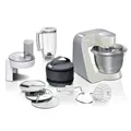 Produktbild: Bosch Küchenmaschine Serie 4, Edelstahl-Schüssel 3,9 L, Knethaken, Schlag- und Rührbesen Edelstahl, spülmaschinenfest, Mixer 1,25 L, Durchlaufschnitzler, 3 Scheiben, 1000 W, grau, MUM58L20