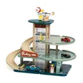 Produktbild: Classic World Parkgarage 3-stöckig aus FSC-Holz & Bio-Kunststoff, Retro-Parkhaus mit Aufzug, Tankstelle, Autos & Hubschrauber, Spielgarage ab 3 Jahren