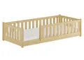 Produktbild: Erst-Holz Kinderbett, Bodenbett mit dreiseitiger Sicherung 80x180 Kiefer Natur lackiert V-60.77-08-180, Ausstattung:Rollrost und Matratze inkl.