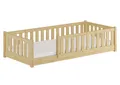 Produktbild: ERST-HOLZ Kinderbett Holzbett Kinderbett 80 x 180 cm mit Rundumsicherung Kiefer Massivholz, Kiefer farblos lackiert