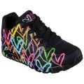 Produktbild: Skechers UNO - HIGHLIGHT LOVE Sneaker, Freizeitschuh, Halbschuh, Schnürschuh mit Herzchen-Print schwarz 37 EU