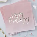 Produktbild: 20 Servietten Happy Birthday 33 x 33 cm - Rosa Gold Ombre Look - Geburtstag Deko