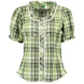 Produktbild: OS Trachten Trachtenbluse Klosy Kurzarmbluse mit Rundhalsausschnitt mit weißer Litze grün 44