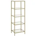 Produktbild: Vasagle Bücherregal LGT029A01, gold, aus Metall / Glas, 5 Ebenen, 40 x 124,5 x 30cm