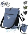 Produktbild: MIVELO Fahrradtasche für Gepäckträger - 3in1 Gepäckträgertasche Rucksack Umhängetasche - 100% wasserdicht und PVC-frei - mit herausnehmbarer Laptoptasche (Jeansblau)