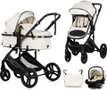 Produktbild: Chipolino Kinderwagen 3 in 1 Amore Babyschale Adapter Wickeltasche Fußabdeckung beige-schwarz