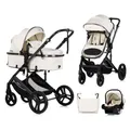 Produktbild: Chipolino Kinderwagen 3 in 1 Amore Babyschale Adapter Wickeltasche Fußabdeckung beige-schwarz