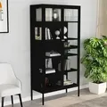 Produktbild: vidaXL Vitrine Schwarz 90x40x180 cm Stahl und Gehärtetes Glas