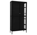 Produktbild: vidaXL Standvitrine Vitrine Schwarz 90x40x180 cm Stahl und Gehärtetes Glas