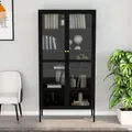 Produktbild: Vitrine Schwarz 90x40x180 cm Stahl und Gehärtetes Glas