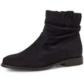 Produktbild: Stiefelette TAMARIS, Damen, Gr. 38, navy, Veloursleder, unifarben, Schuhe Stiefelette, Blockabsatz, Boots mit Falten im slouchy Look