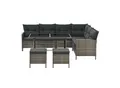 Produktbild: Juskys Gartenlounge Manacor grau - Sofa, Tisch, Hocker & Kissen - 8 Personen - Sitzbezüge Grau