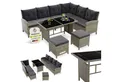Produktbild: Juskys Gartenlounge-Set Manacor, (Gartenlounge), Polyrattan Gartenmöbel-Set mit Garten-Sofa, Garten-Tisch und 2 Hocker